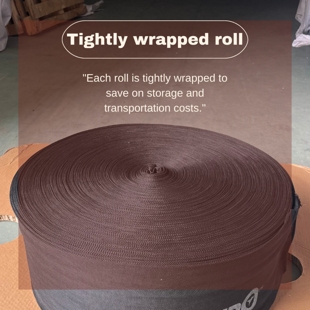 Each roll is tightly wrapped to save on storage and transportation costs.